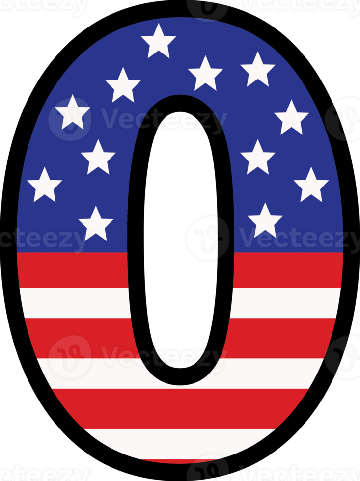 American flag alphabets and number 4th of July Indedendence day png