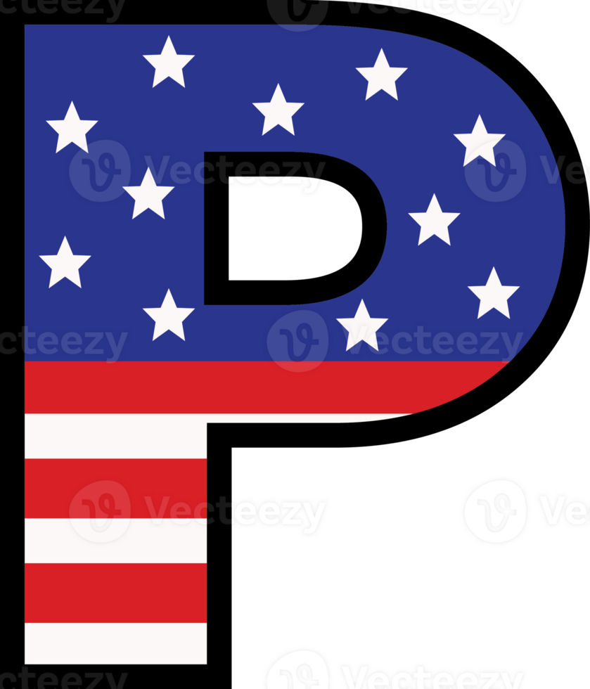 American flag alphabets and number 4th of July Indedendence day png
