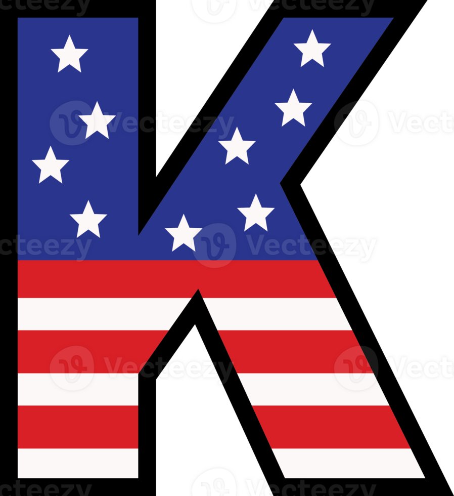 American flag alphabets and number 4th of July Indedendence day png