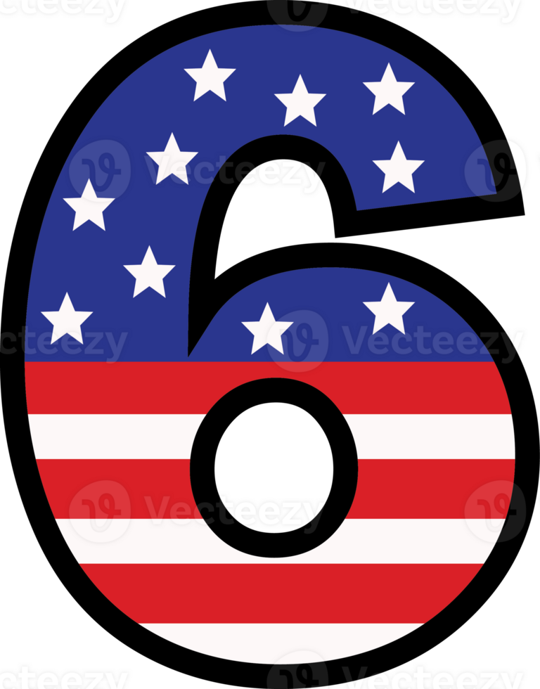 American flag alphabets and number 4th of July Indedendence day png
