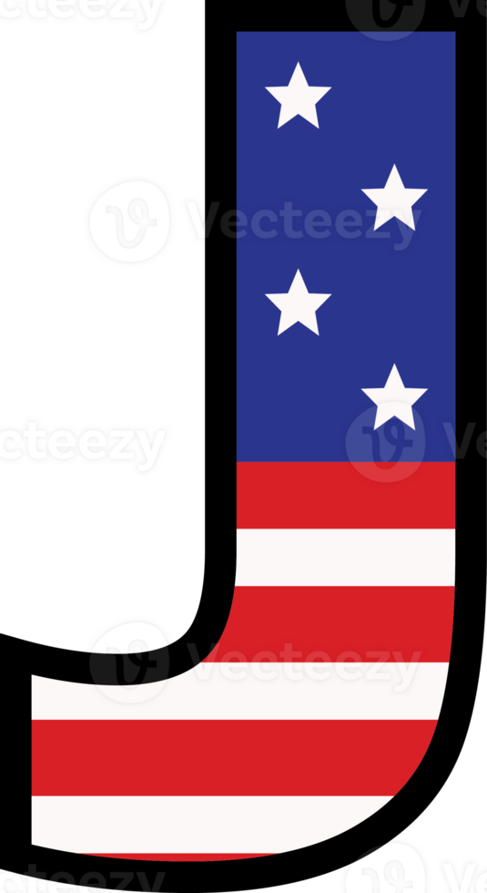 American flag alphabets and number 4th of July Indedendence day png