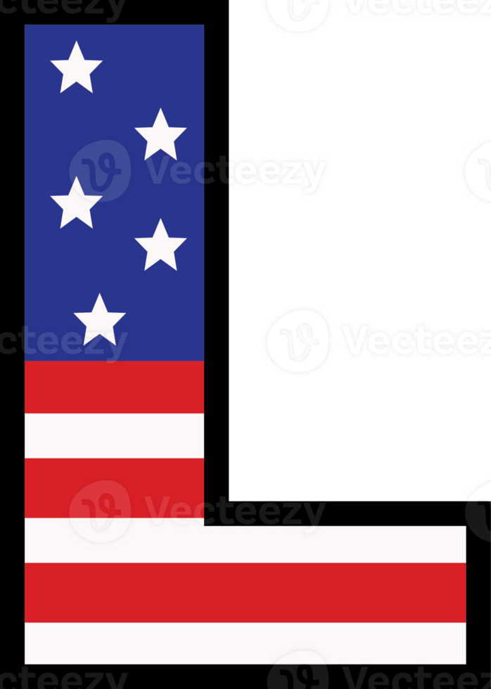 American flag alphabets and number 4th of July Indedendence day png
