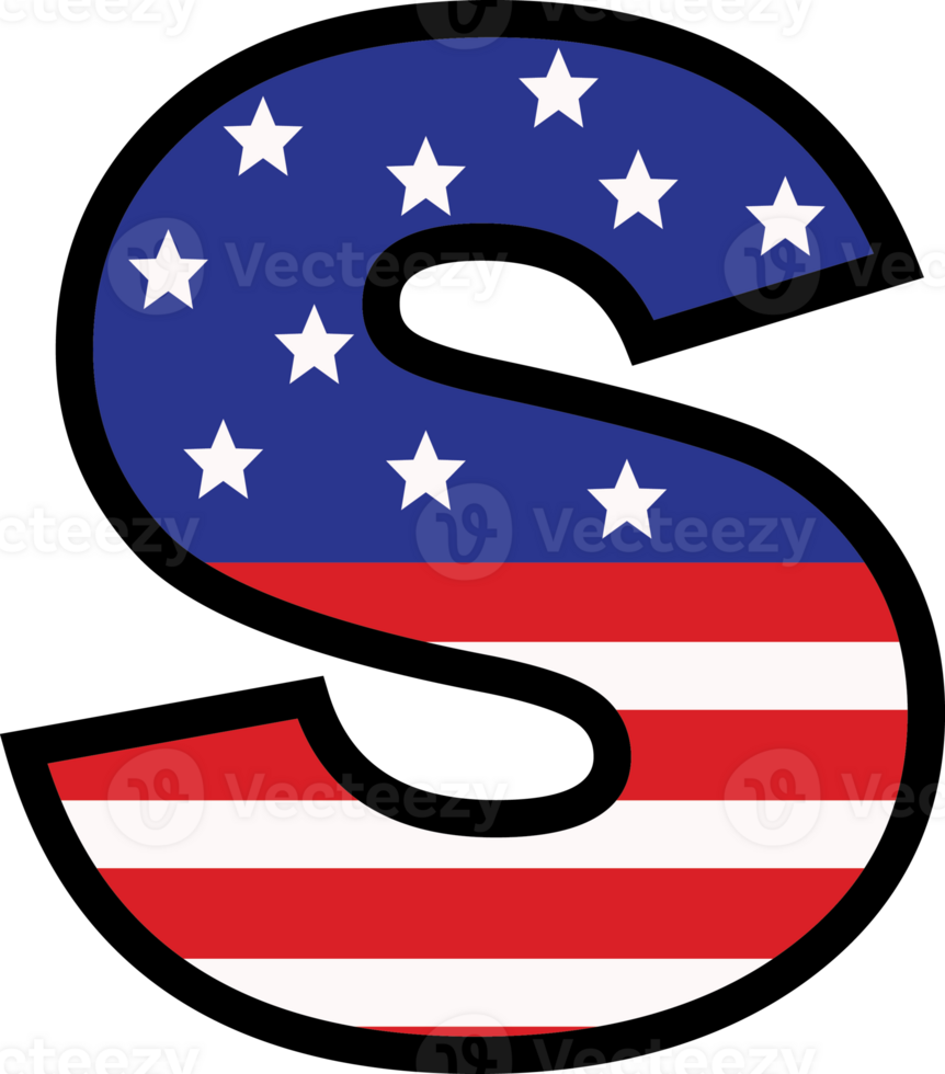 American flag alphabets and number 4th of July Indedendence day png