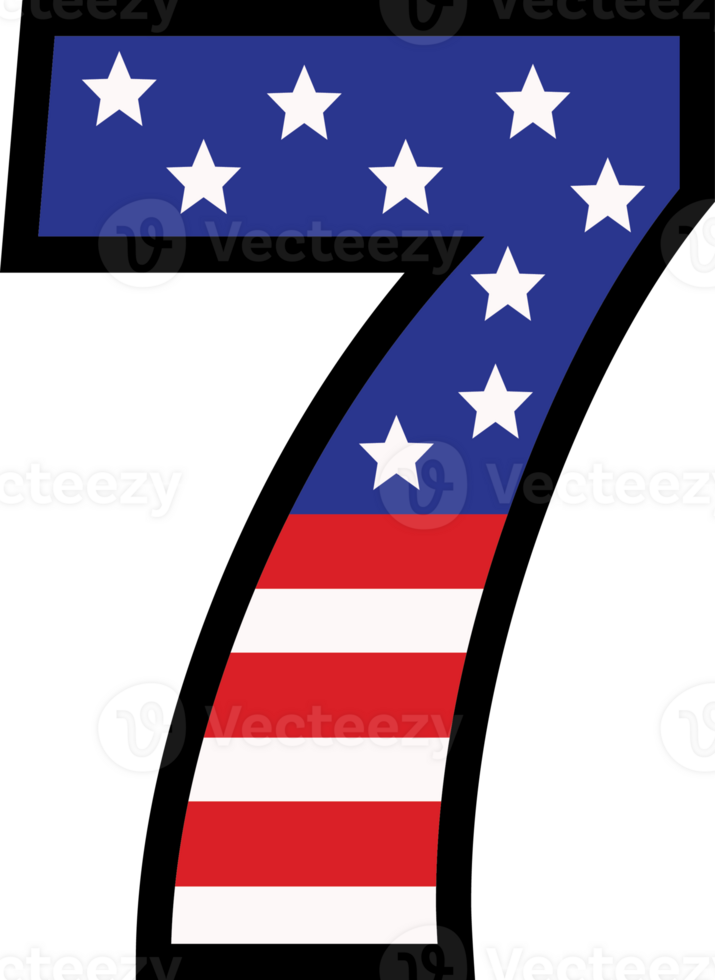 American flag alphabets and number 4th of July Indedendence day png