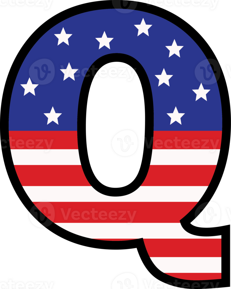 American flag alphabets and number 4th of July Indedendence day png