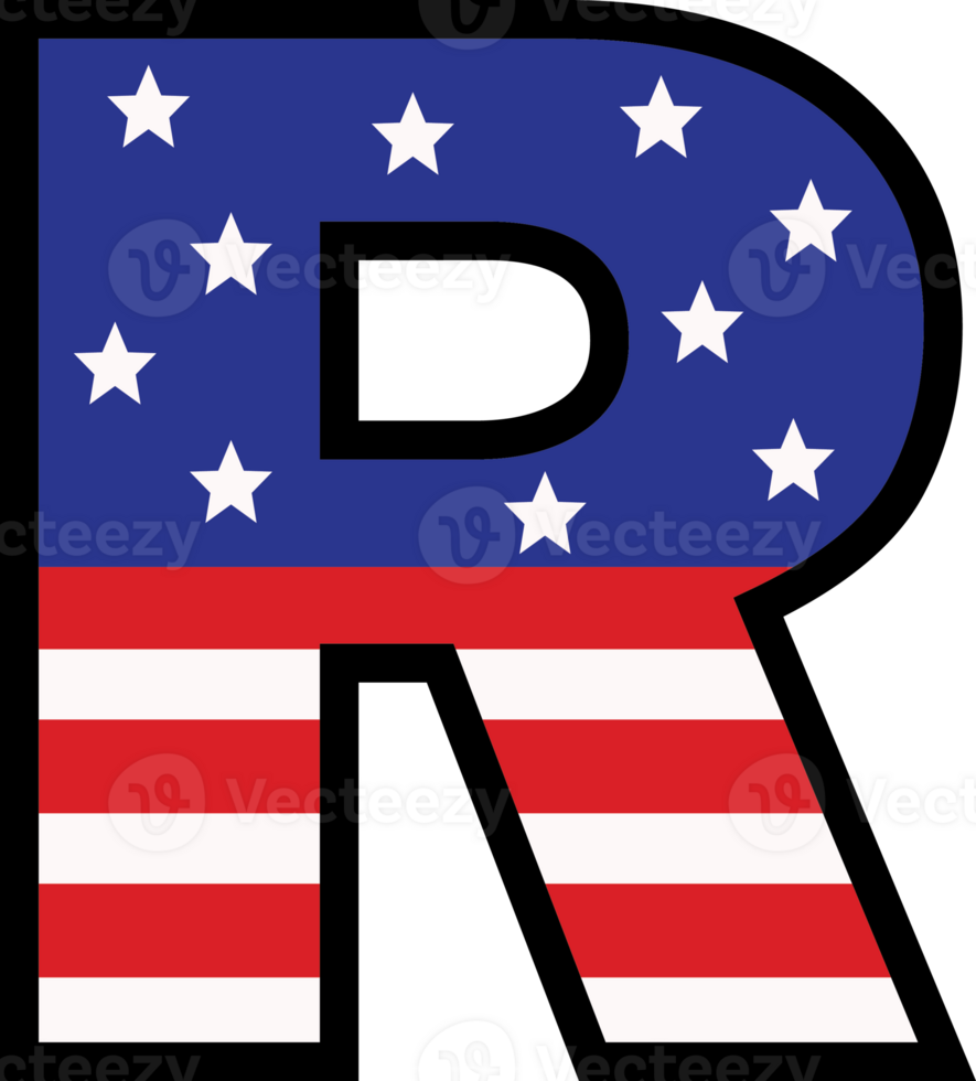 American flag alphabets and number 4th of July Indedendence day png