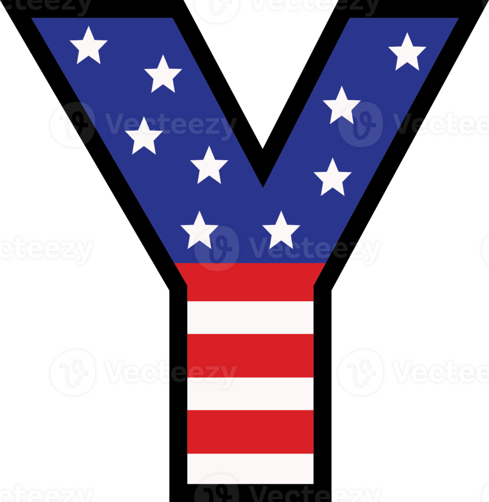 American flag alphabets and number 4th of July Indedendence day png
