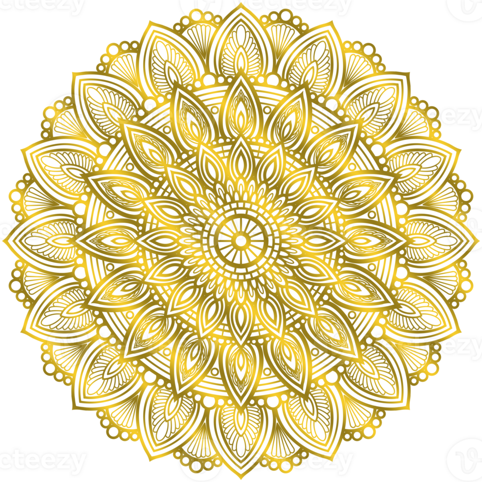 abstract gold mandala floral ornament. png