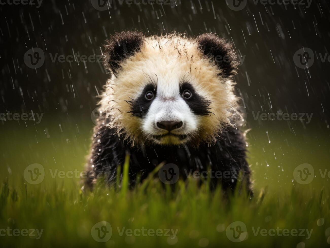 Panda reveling in rare rain shower photo