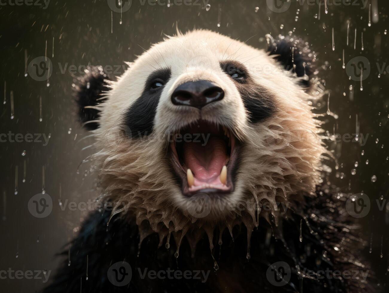 Panda reveling in rare rain shower photo