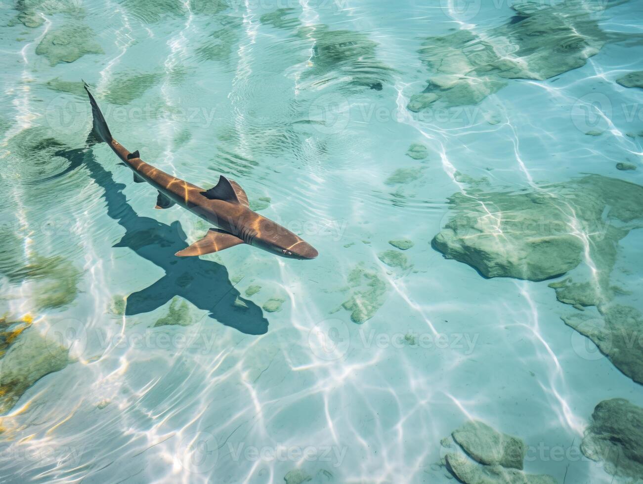 Sharks swimming in crystal clear waters photo
