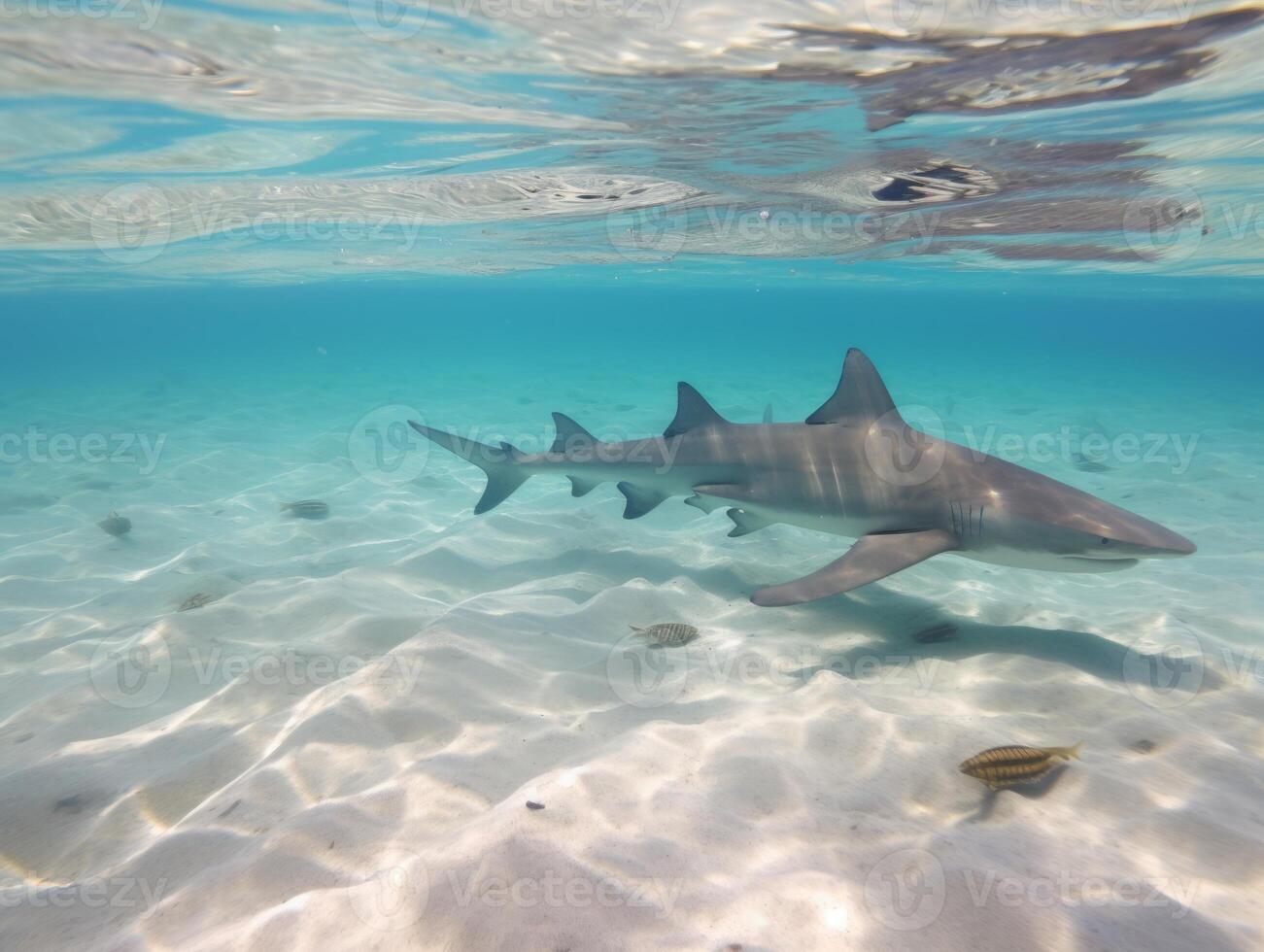 Sharks swimming in crystal clear waters photo