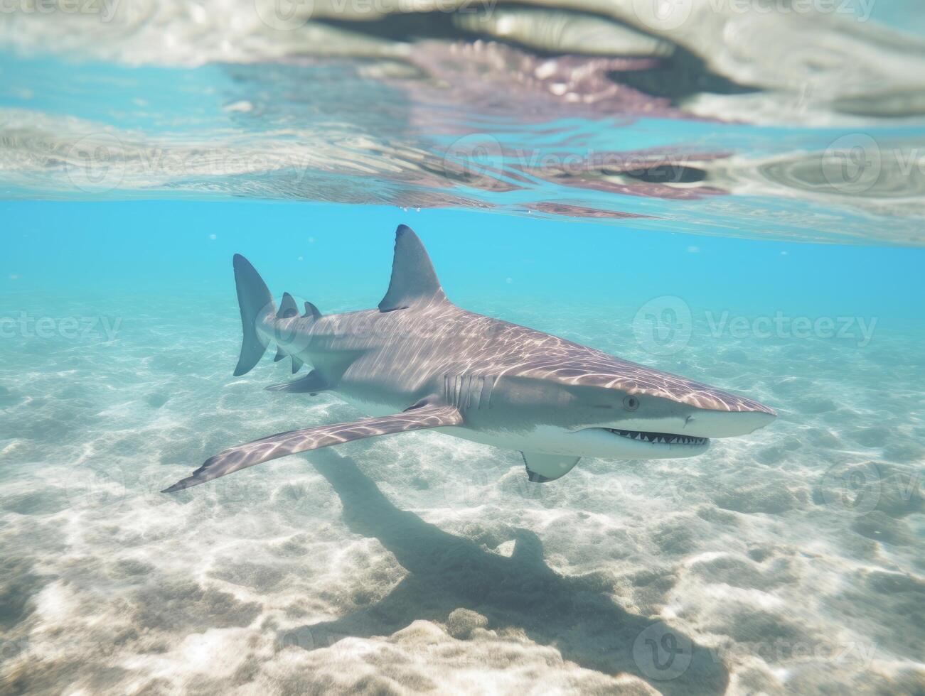 Sharks swimming in crystal clear waters photo