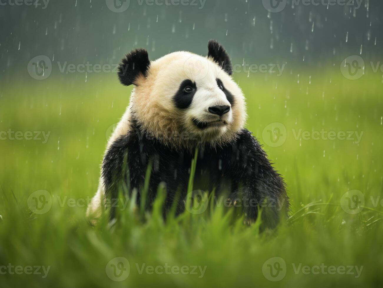 Panda reveling in rare rain shower photo