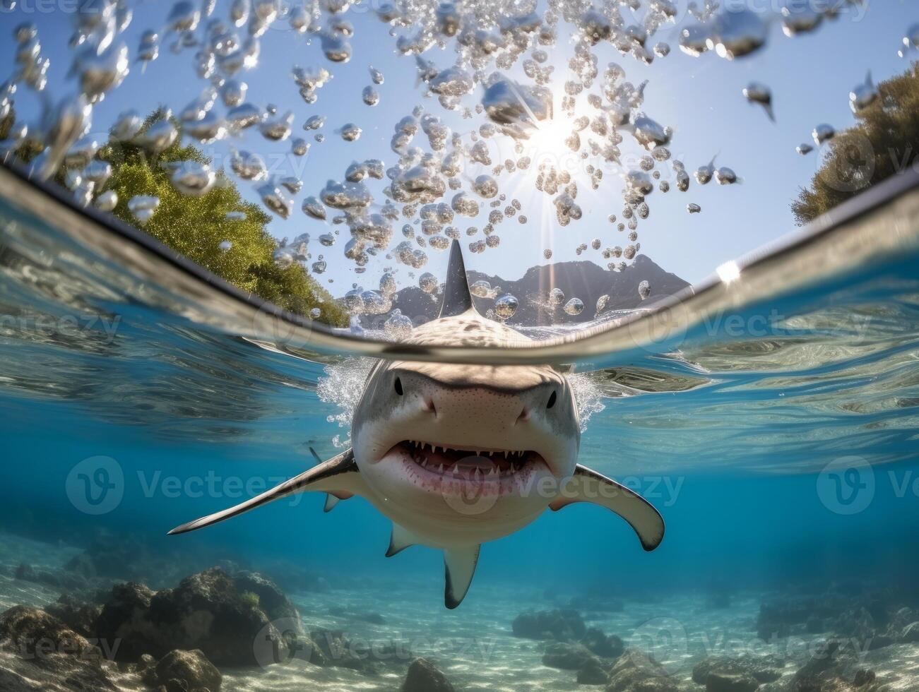 Sharks swimming in crystal clear waters photo