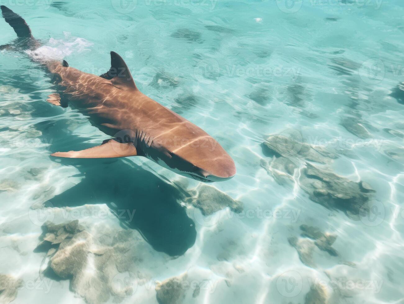 Sharks swimming in crystal clear waters photo