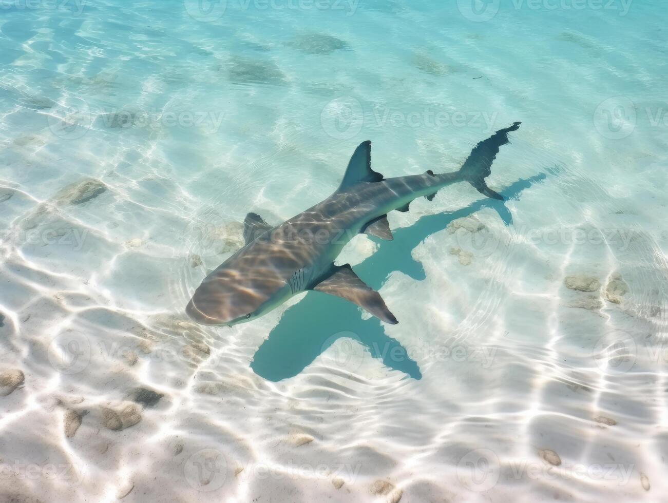 Sharks swimming in crystal clear waters photo
