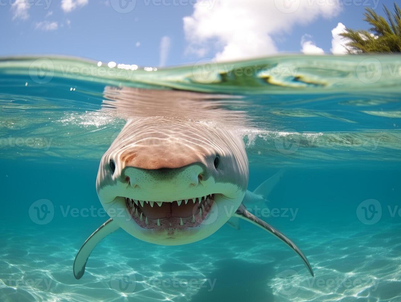 Sharks swimming in crystal clear waters photo
