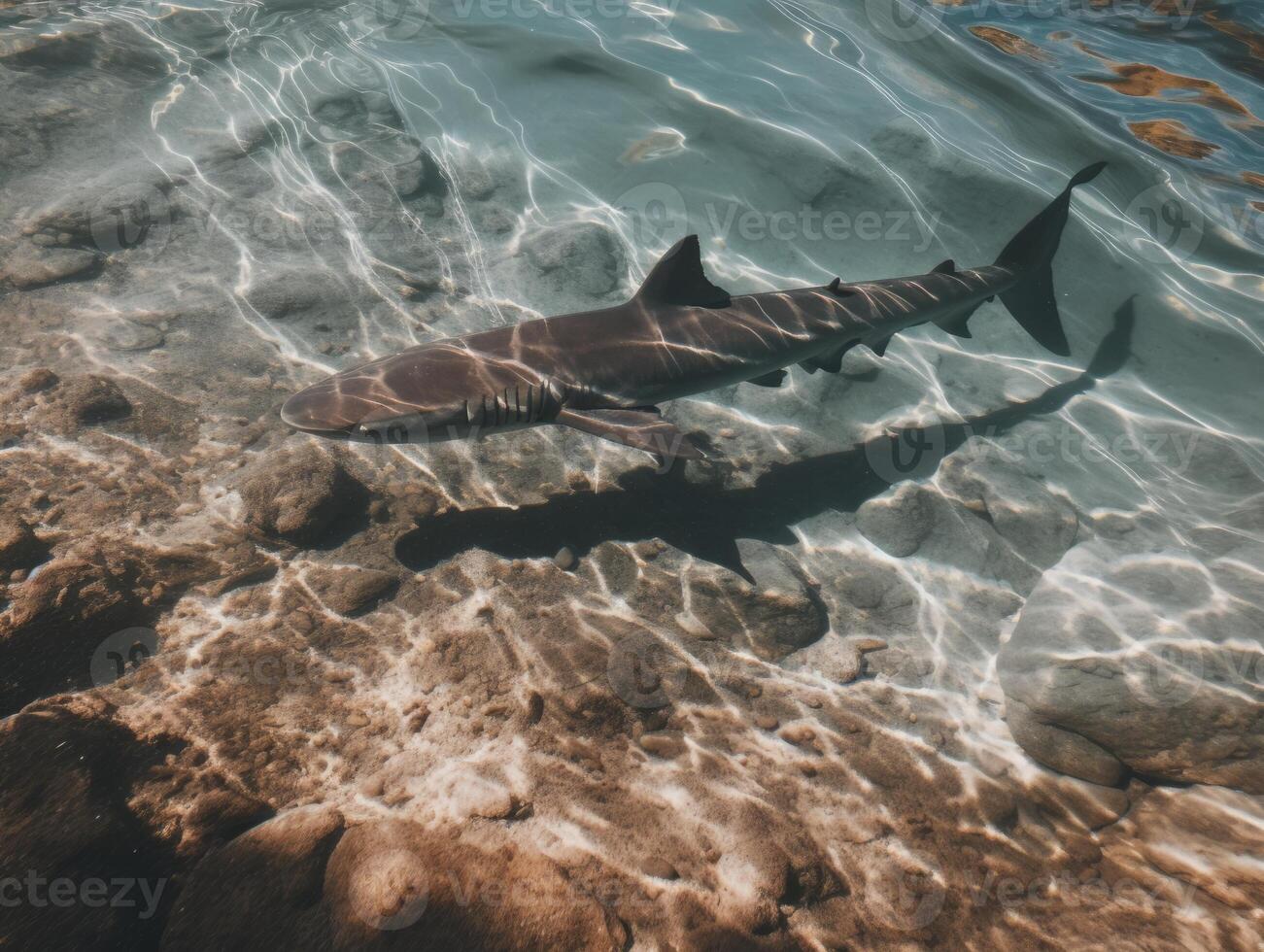 Sharks swimming in crystal clear waters photo
