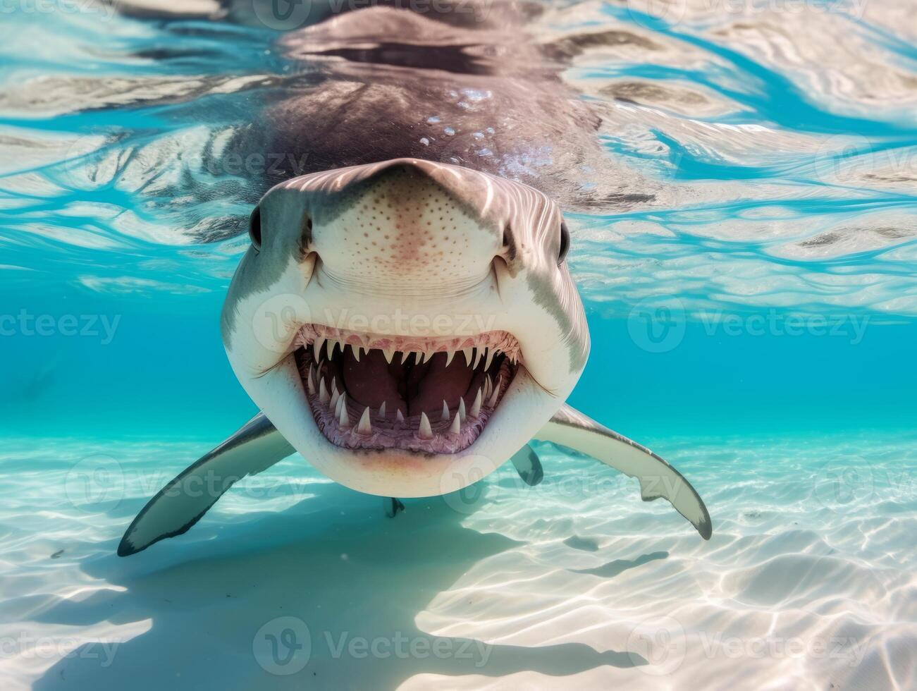 Sharks swimming in crystal clear waters photo
