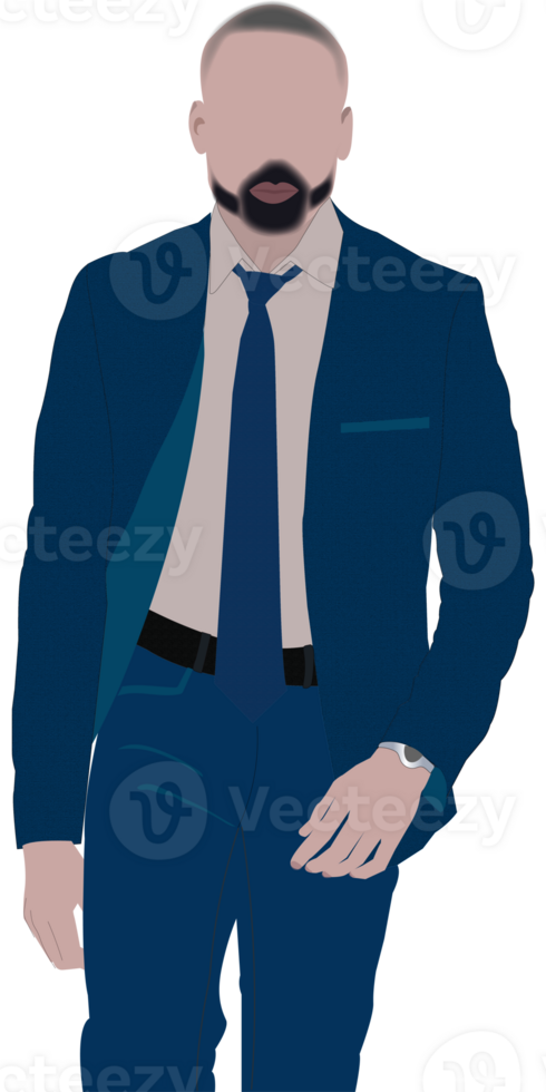 A bearded man in blue suit, businessman Portrait png