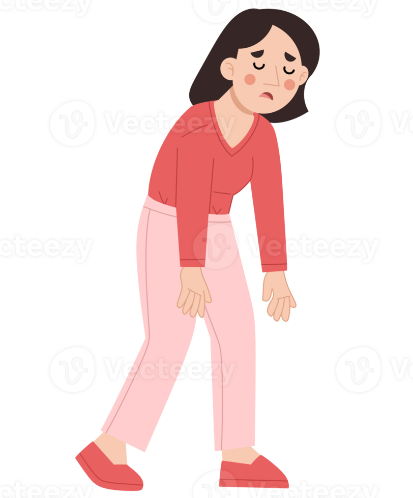Mother feels tired cartoon illustration png