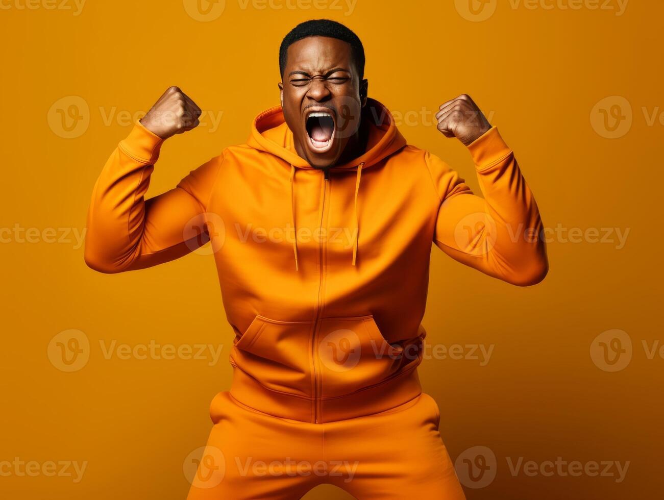 African man dressed in sportswear clearly active and full of energy photo