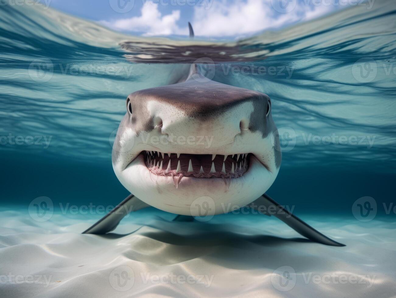 Sharks swimming in crystal clear waters photo