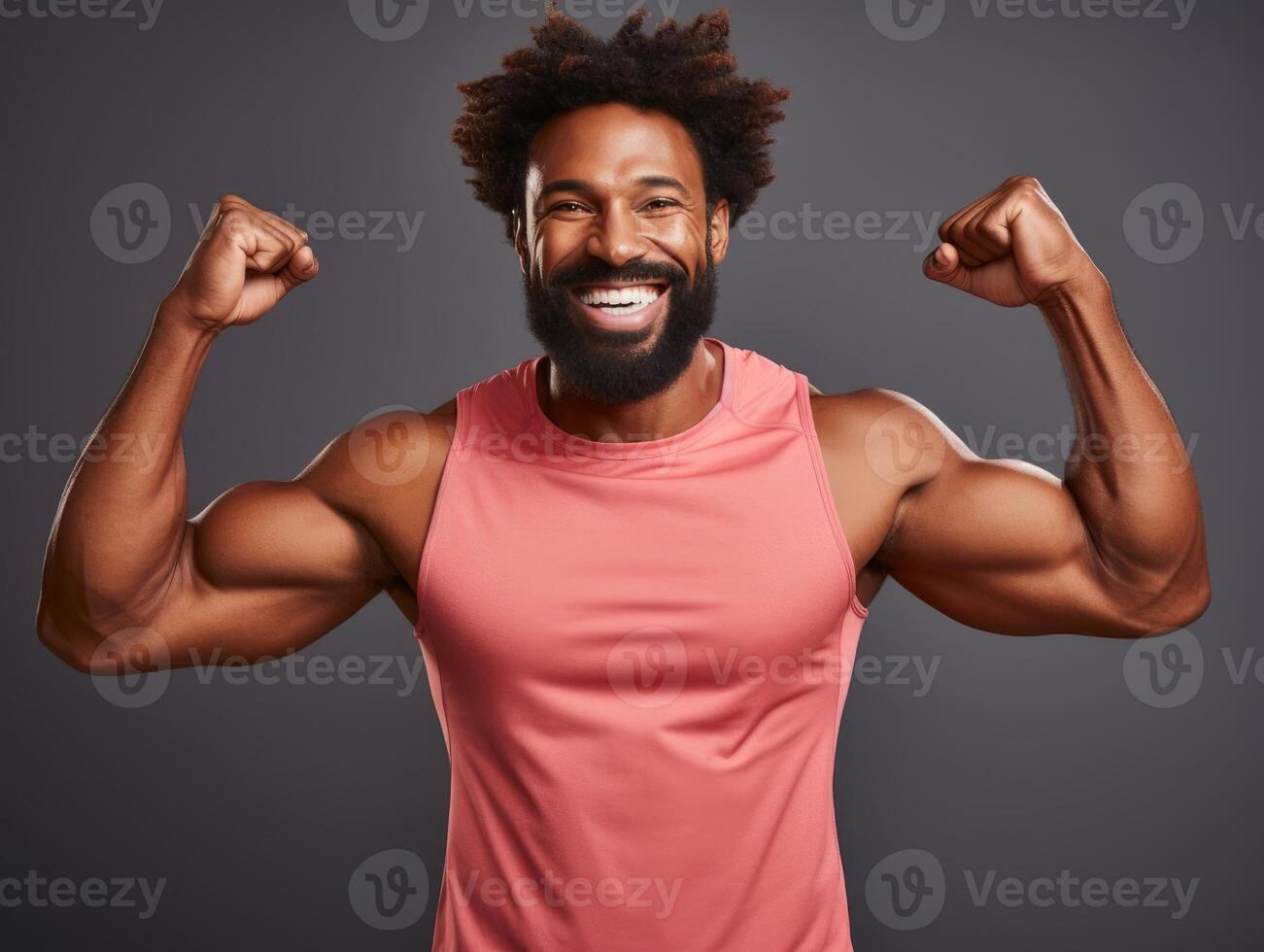 African man dressed in sportswear clearly active and full of energy photo