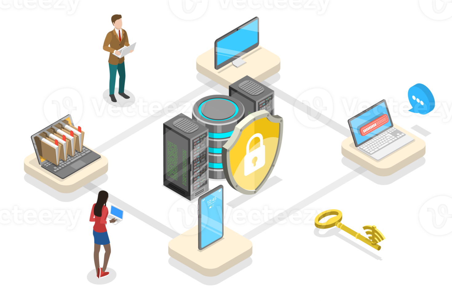 3D Isometric Flat Conceptual Illustration of Cybersecurity Software png
