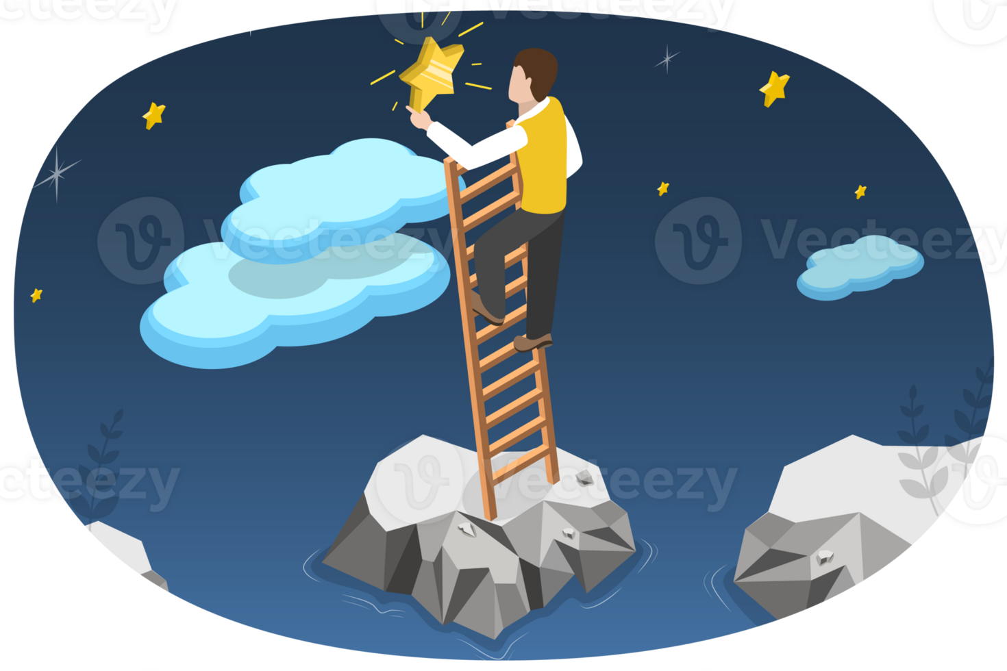3D Isometric Flat Conceptual Illustration of Dream png