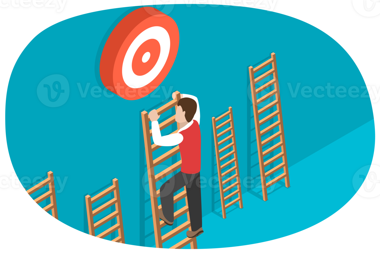 3D Isometric Flat Conceptual Illustration of Goals Achieving png