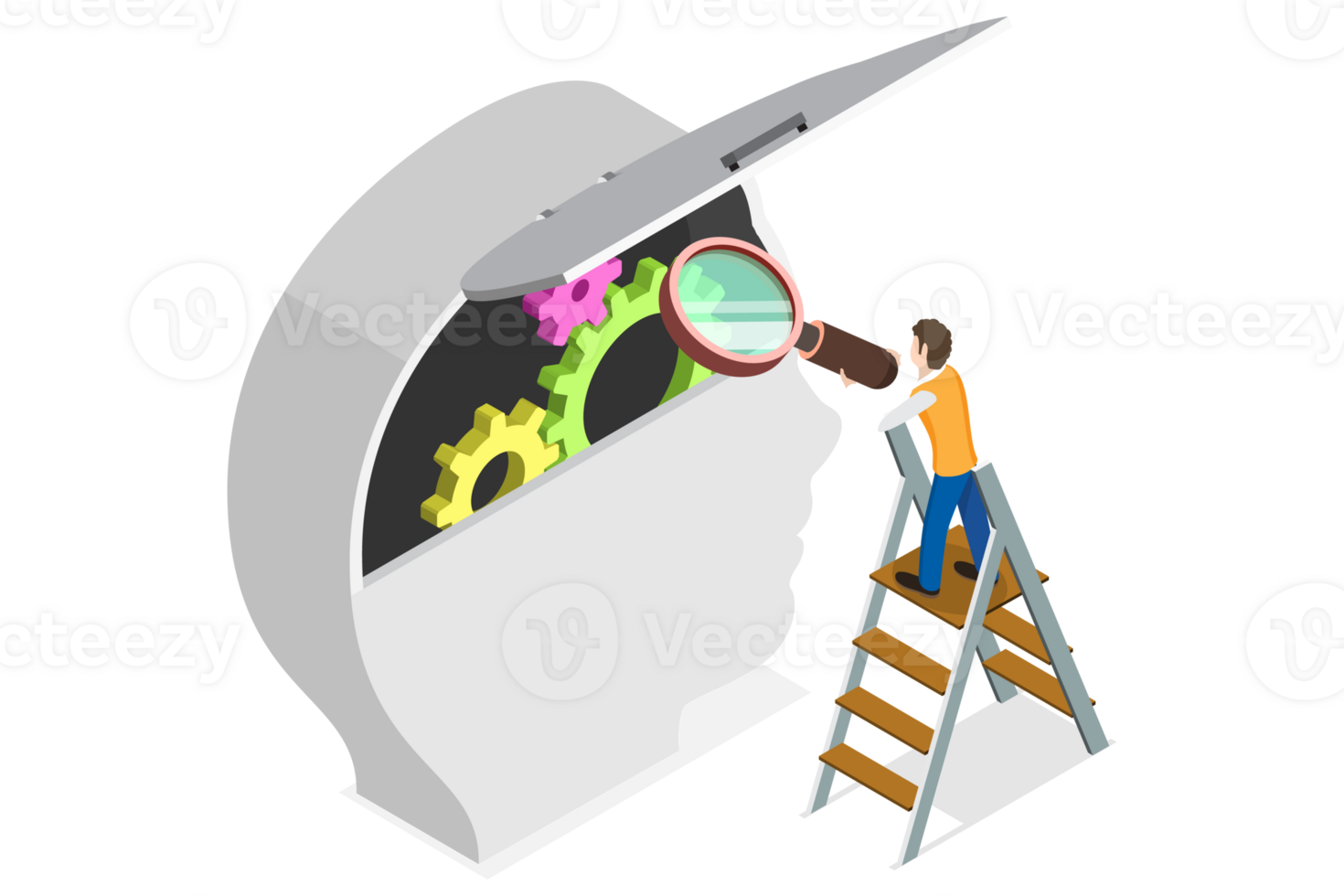 3D Isometric Flat Conceptual Illustration of Open Mind Psychotherapy png