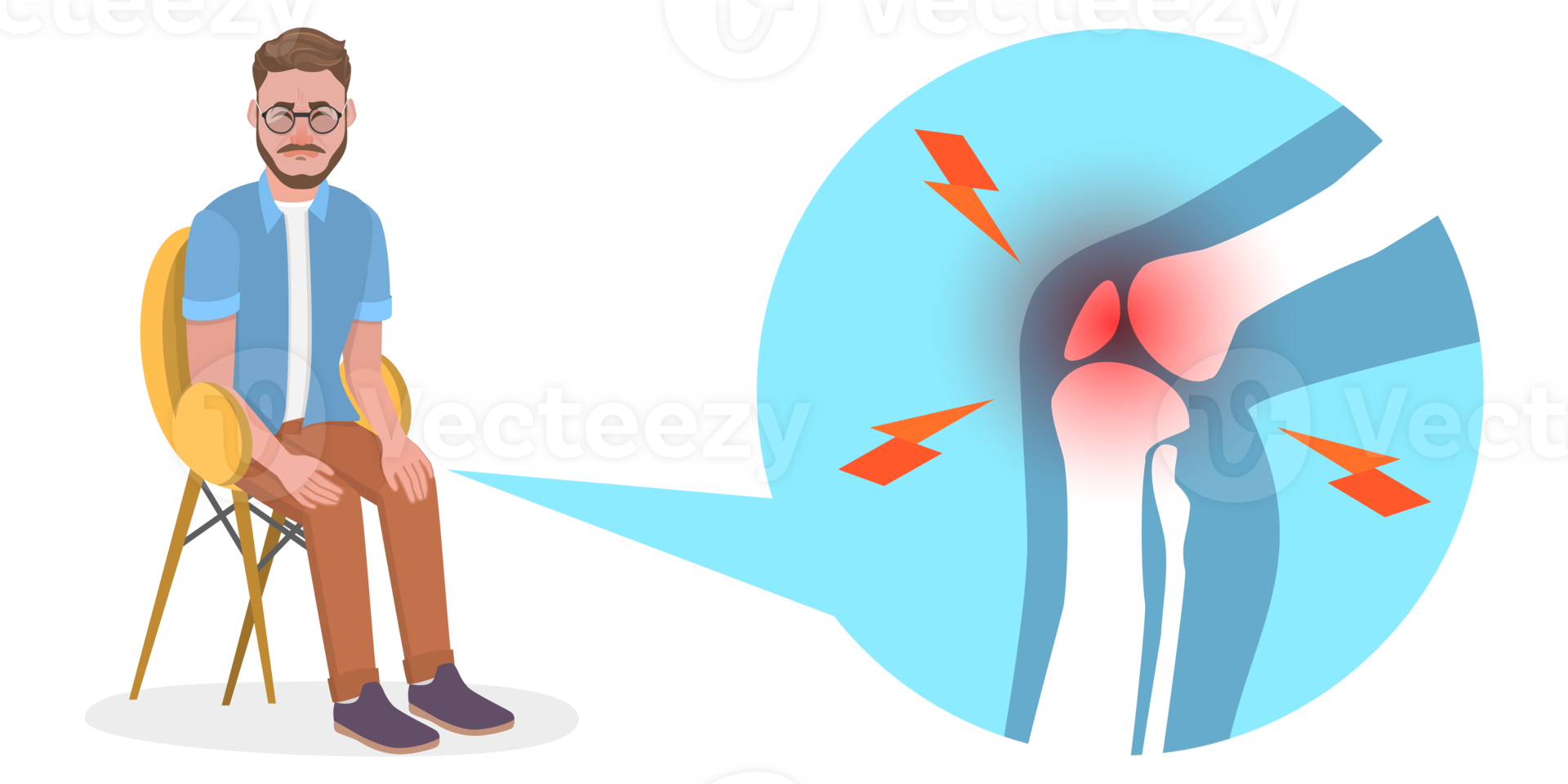 3D Isometric Flat Conceptual Illustration of Knee Problems png