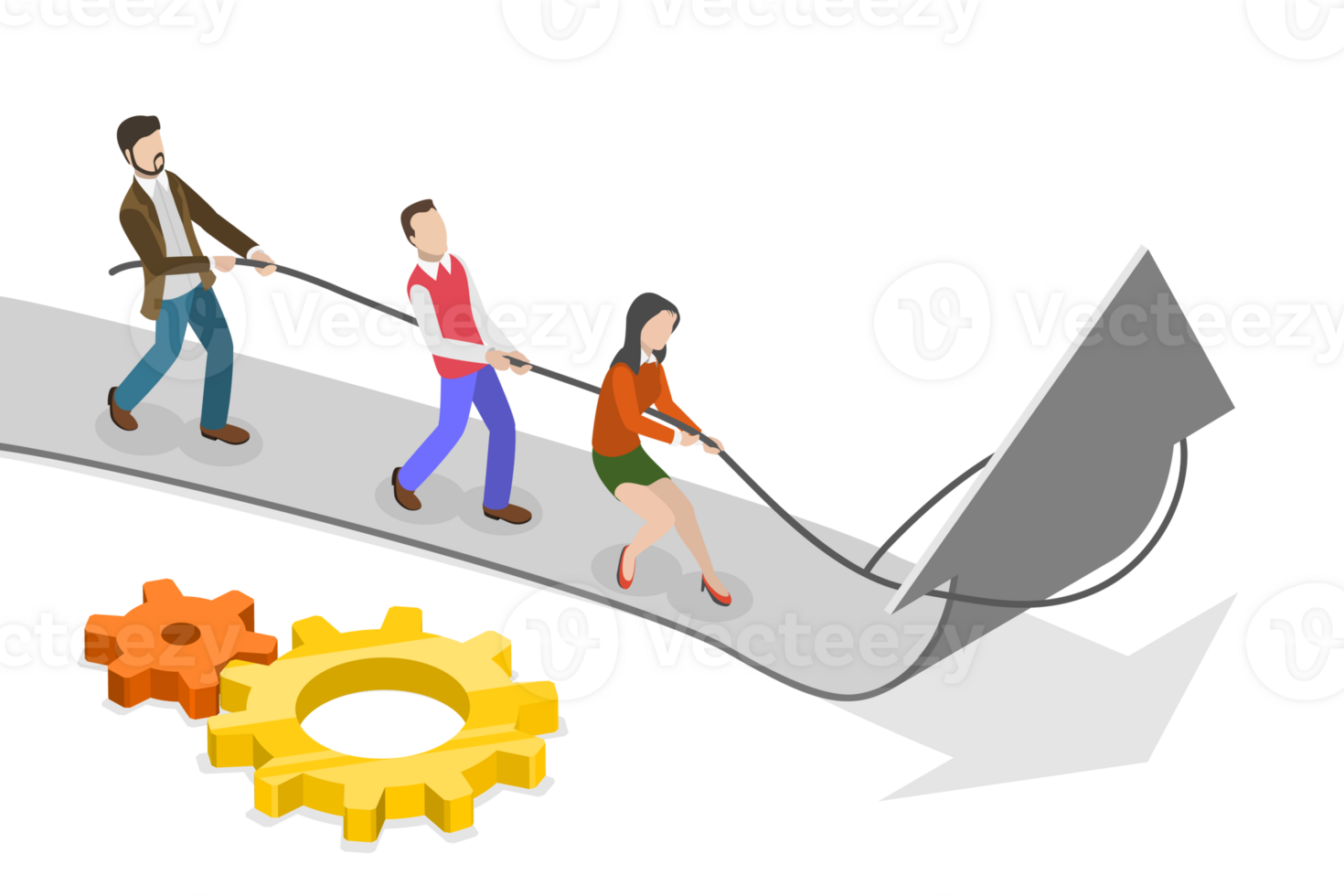 3D Isometric Flat Conceptual Illustration of Teamwork And Cooperation png