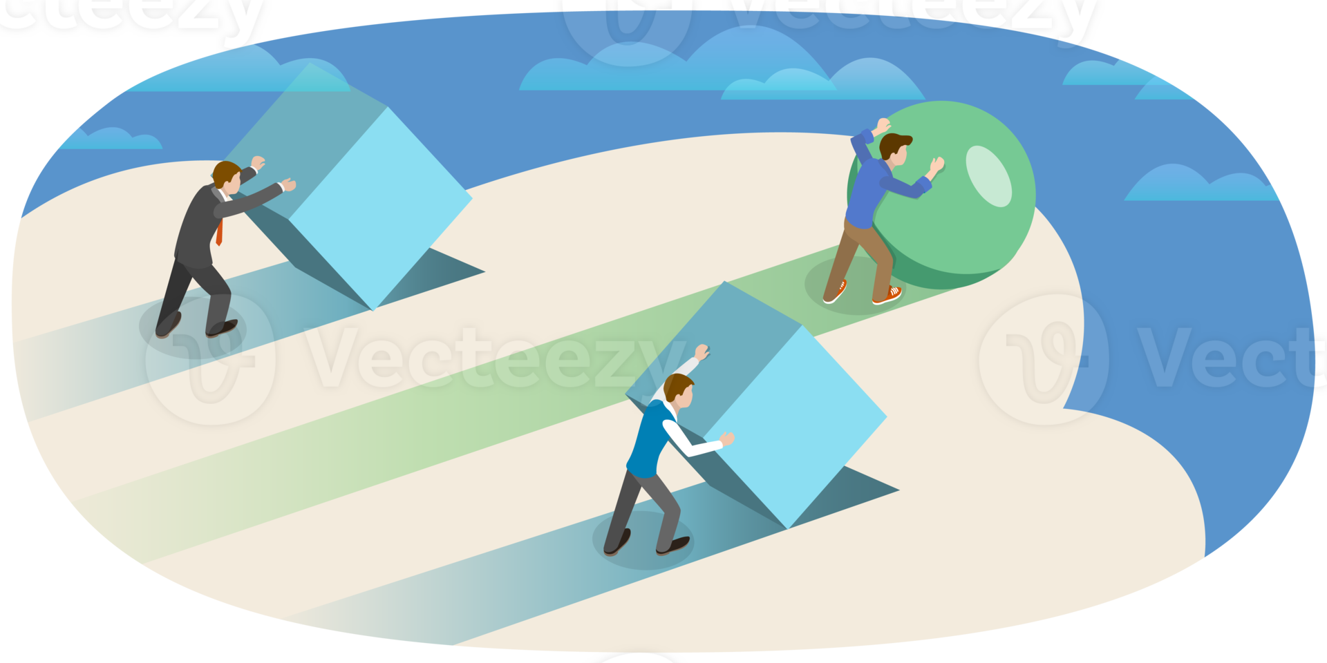 3D Isometric Flat Conceptual Illustration of High Efficiency Strategy png