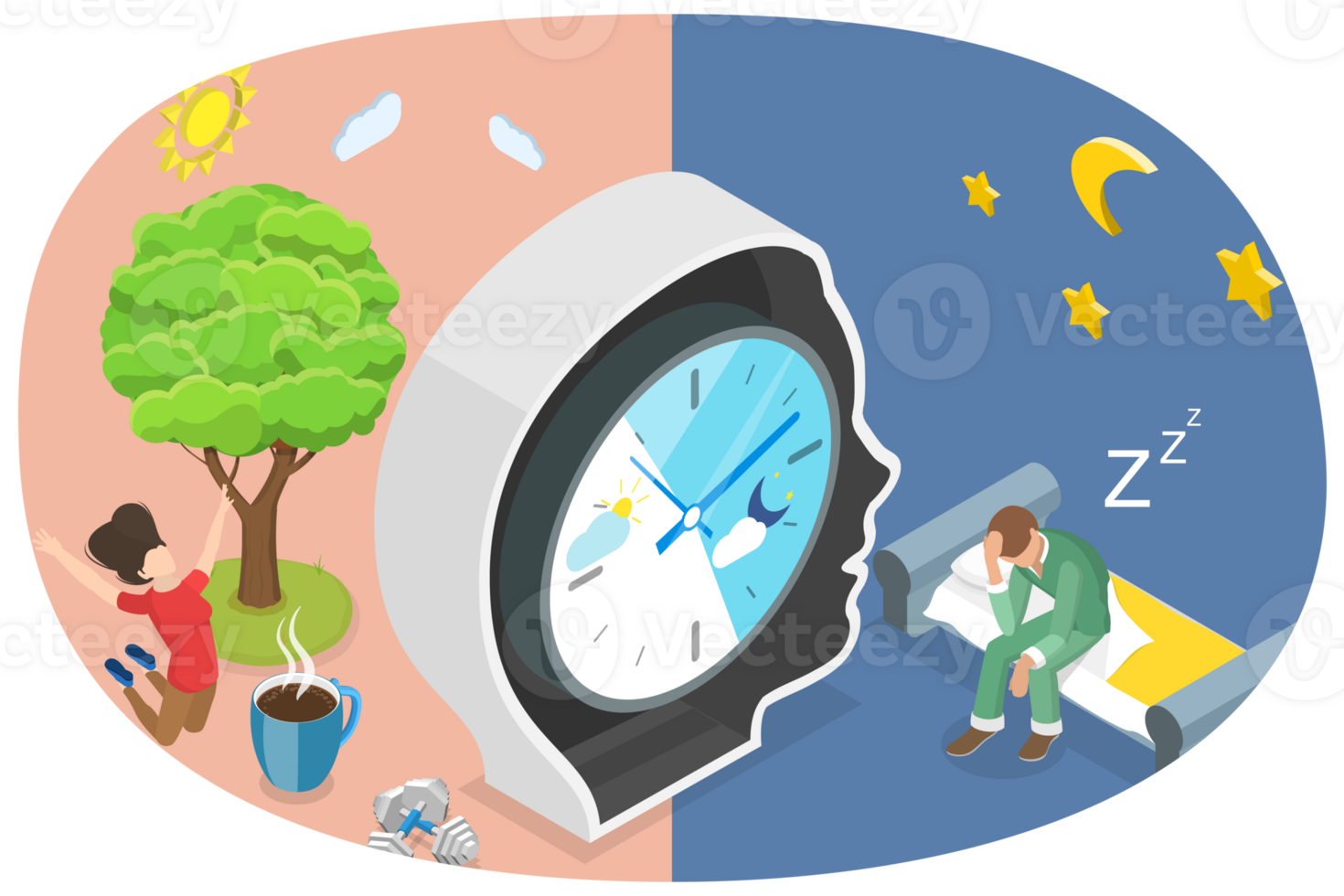 3D Isometric Flat Conceptual Illustration of Circadian Rhythm png