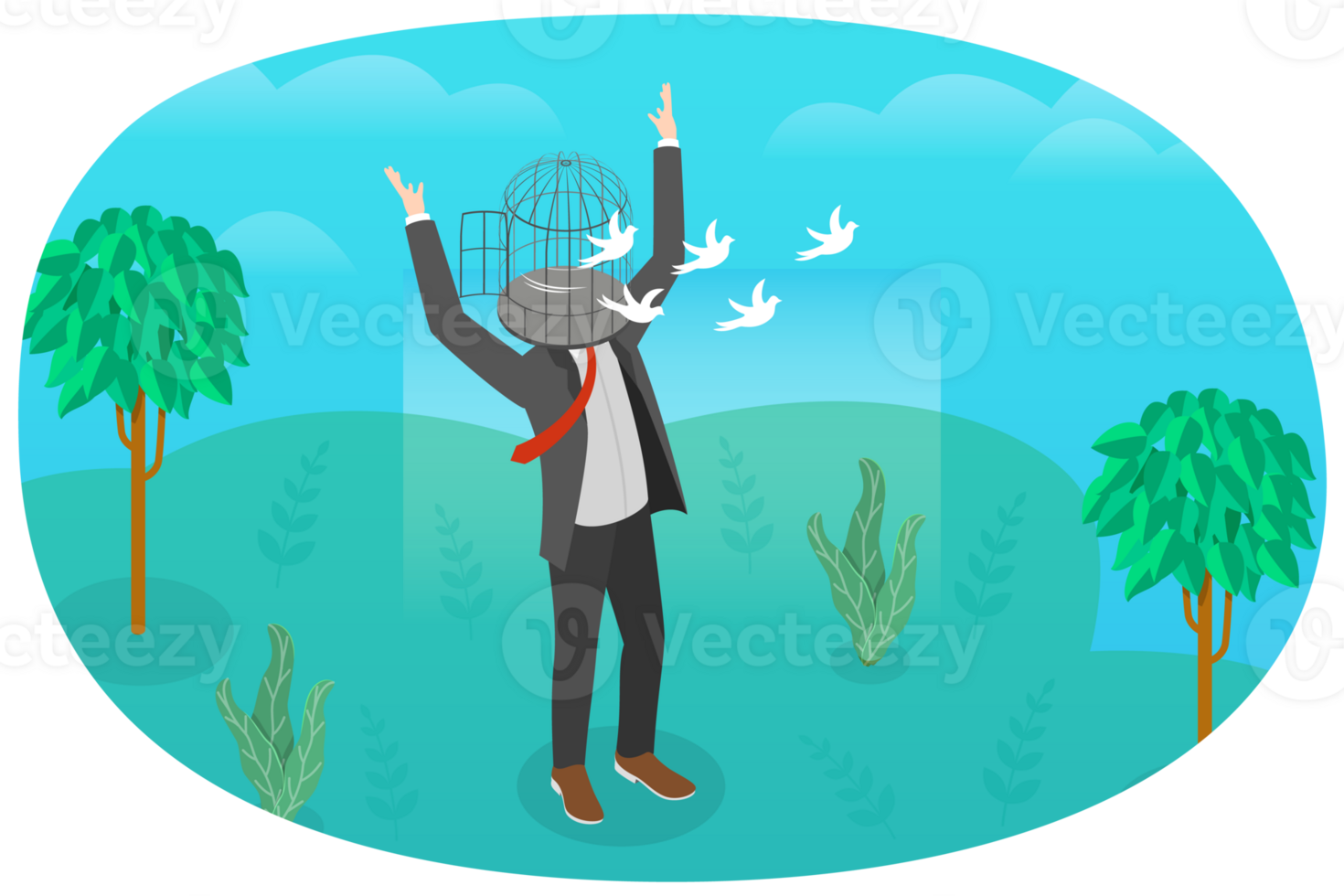 3D Isometric Flat Conceptual Illustration of Open Mind png