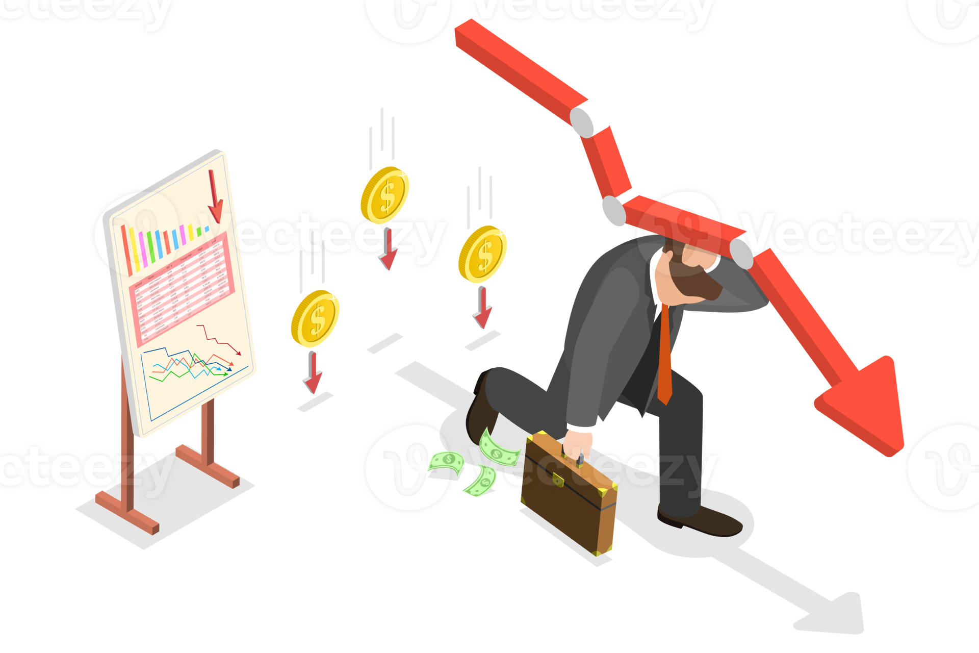 3D Isometric Flat Conceptual Illustration of Financial Pressure ...
