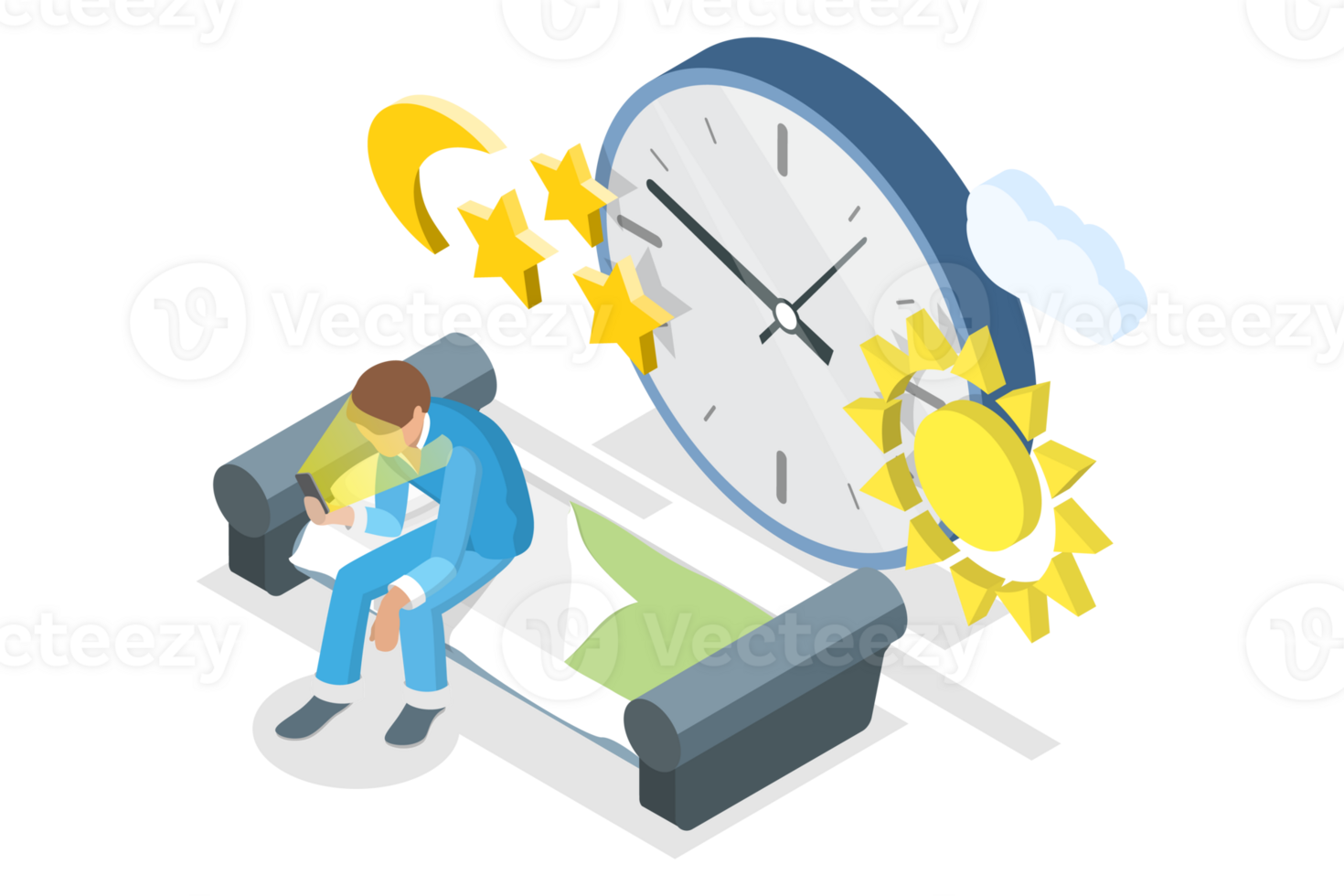 3D Isometric Flat Conceptual Illustration of Screen Time png