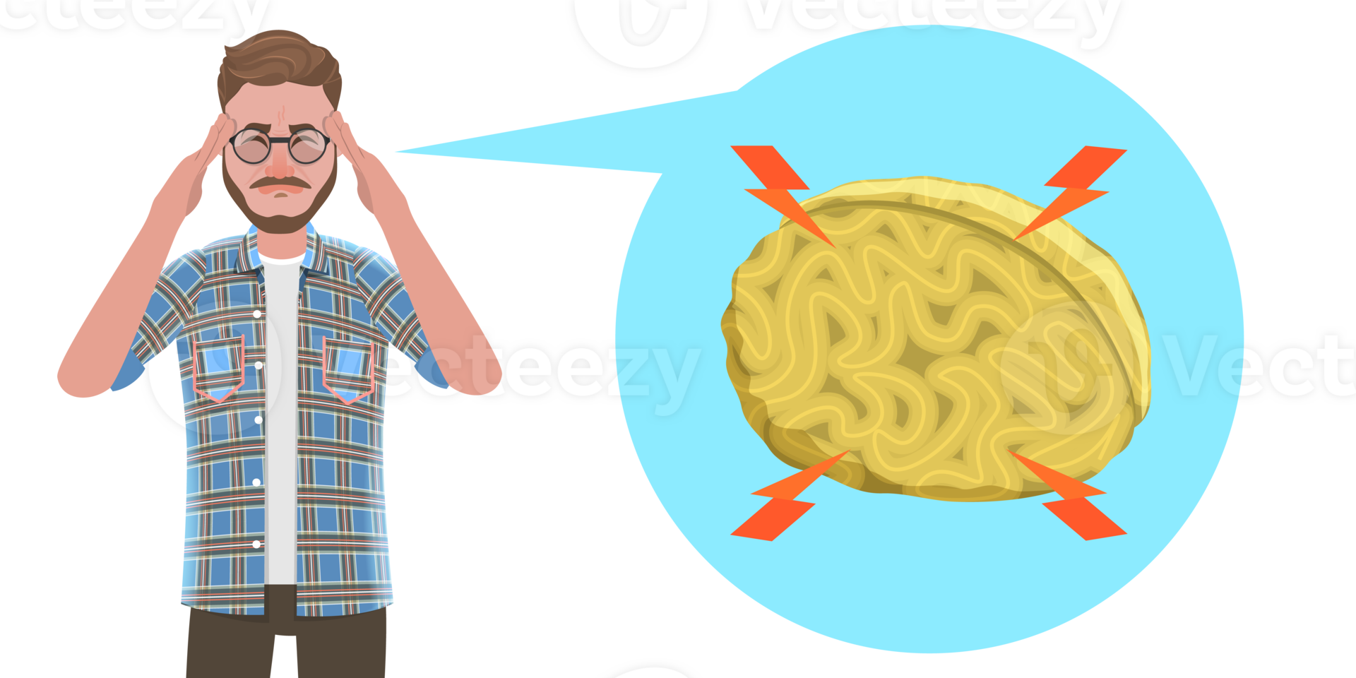 3D Conceptual Illustration of Man Suffering From Migraine png