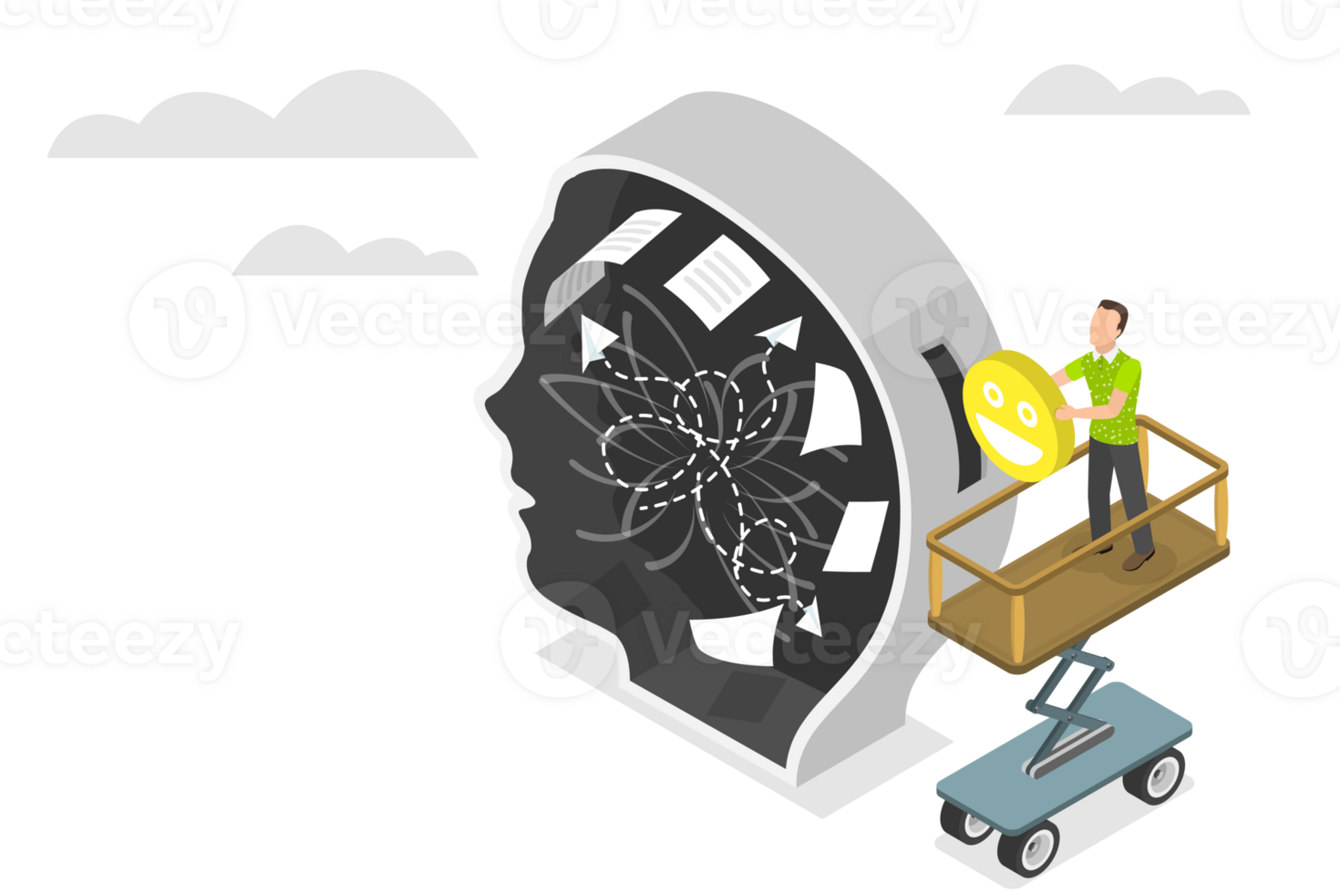 3D Isometric Flat Conceptual Illustration of Recovery From Anxiety png