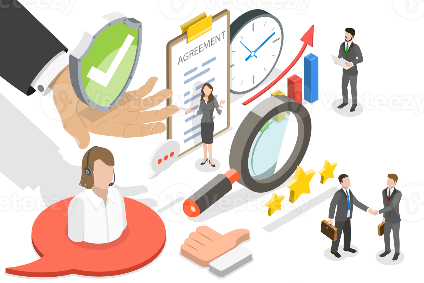 3D Isometric Flat Conceptual Illustration of SLA - Service Level Agreement png