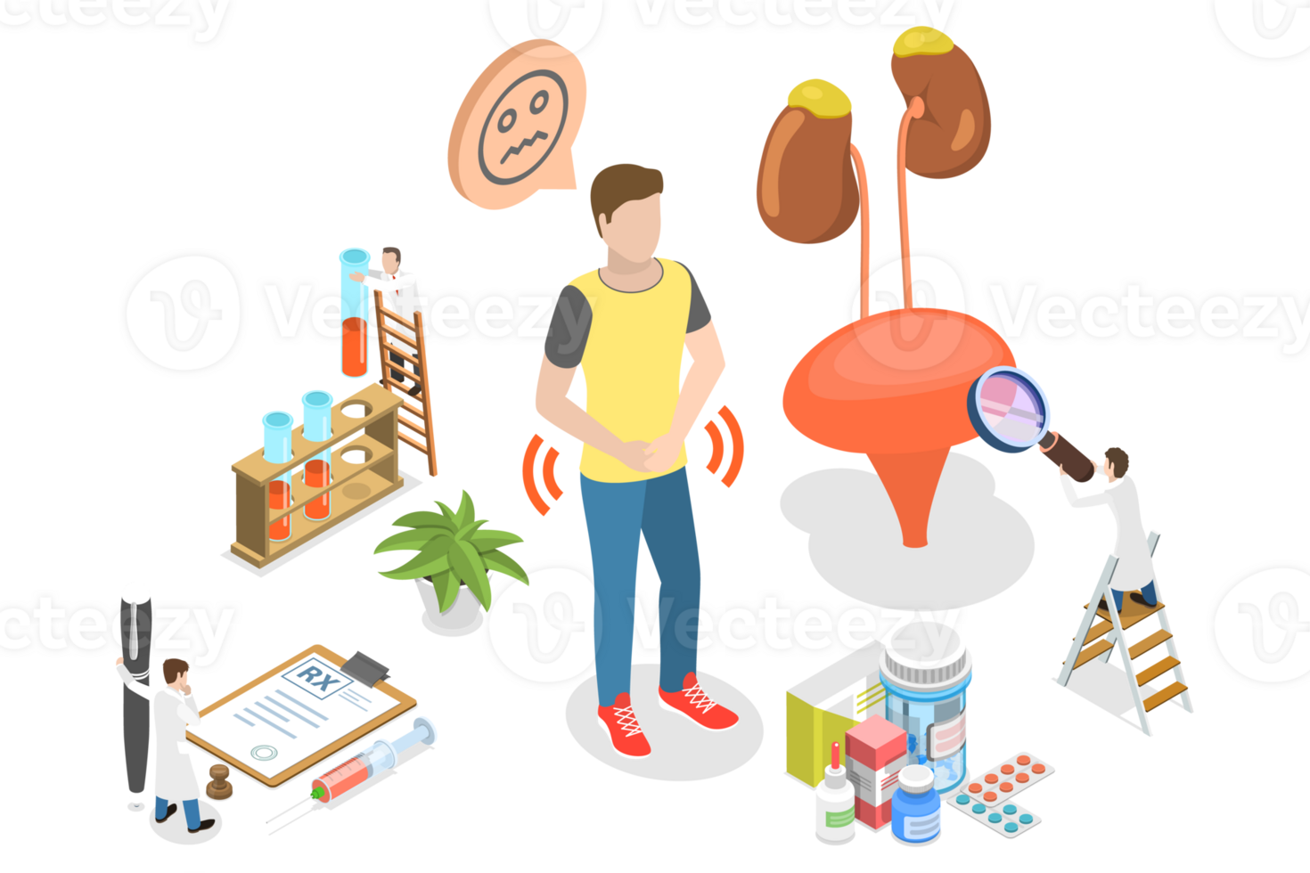 3D Isometric Flat Conceptual Illustration of Urinary Tract Infection png