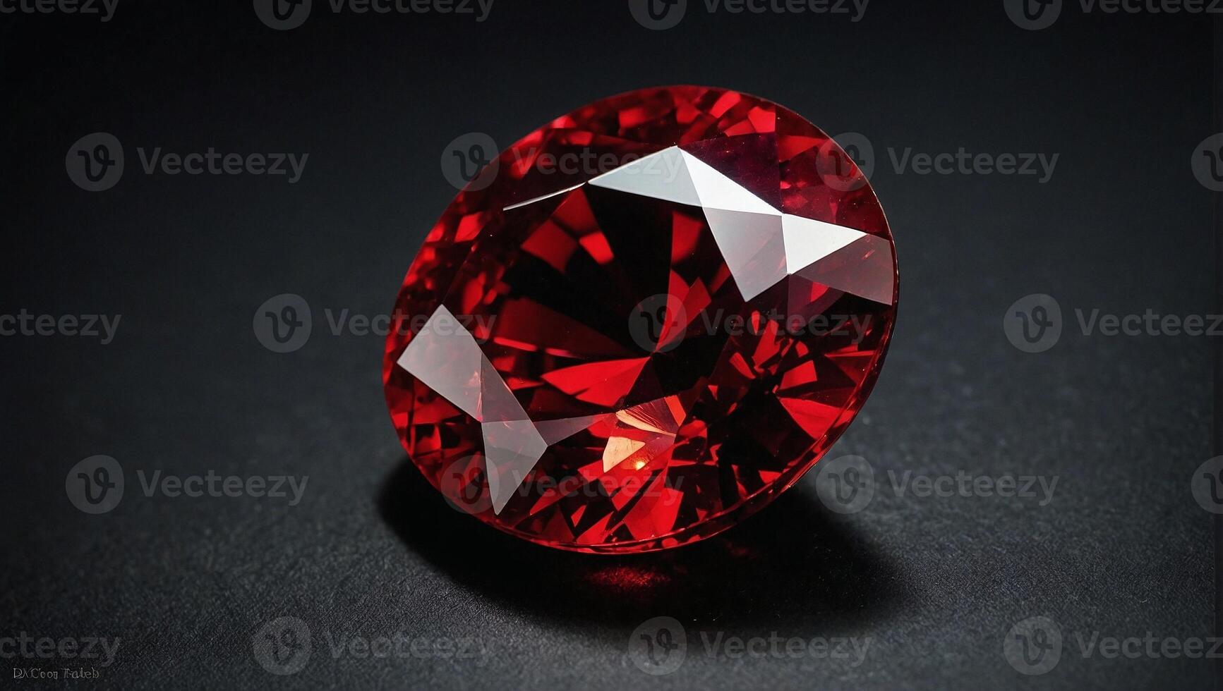 Precious ruby stone with a deep and rich red color with its facets catching and reflecting the light photo