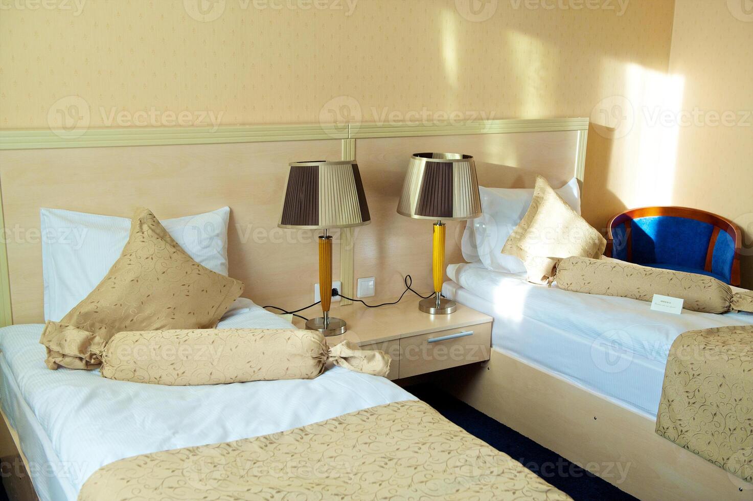 Hotel bed room interior photo
