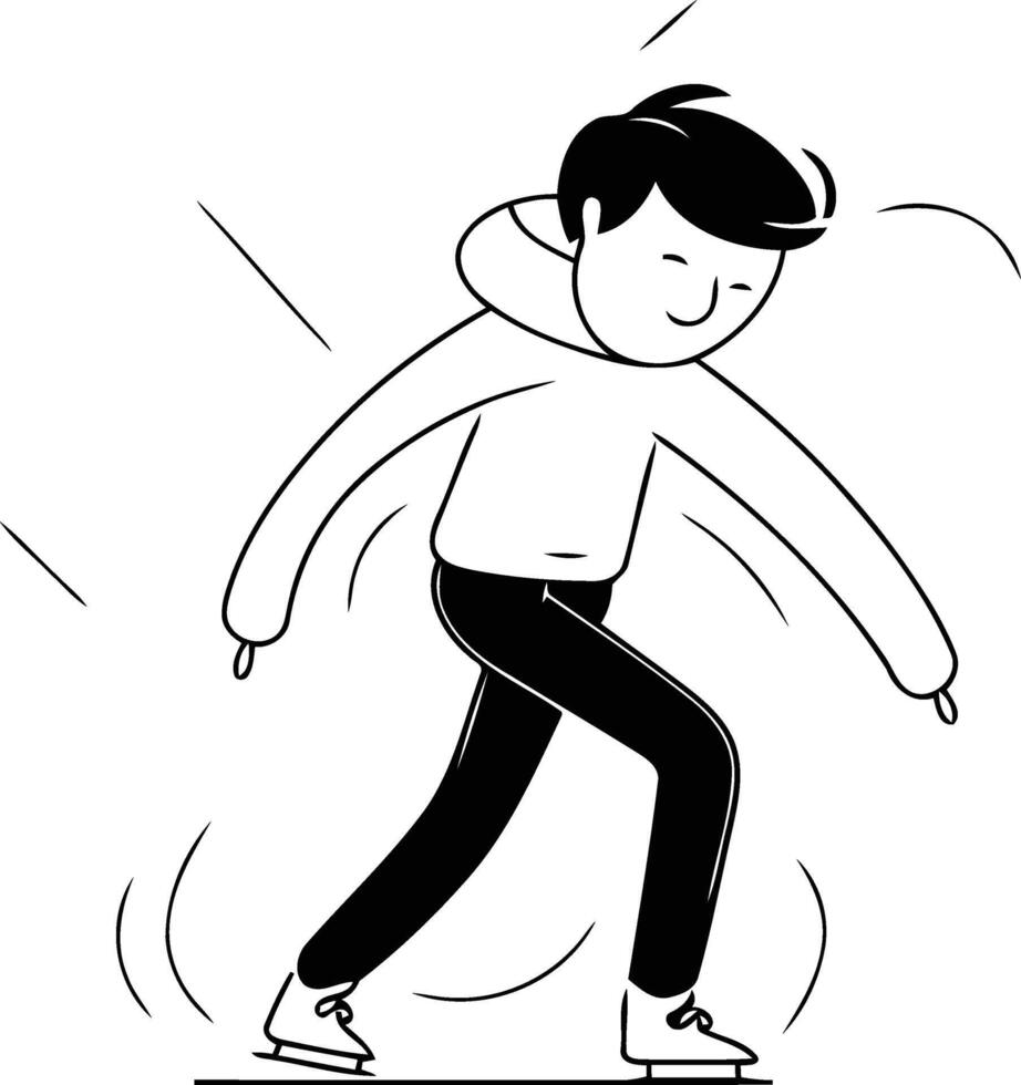 illustration of a man skating on ice rink. Winter sport. vector