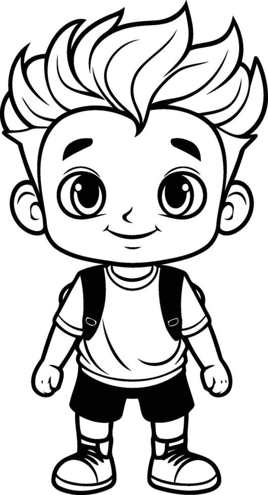 Cute Little Boy Cartoon Mascot Character Illustration. vector