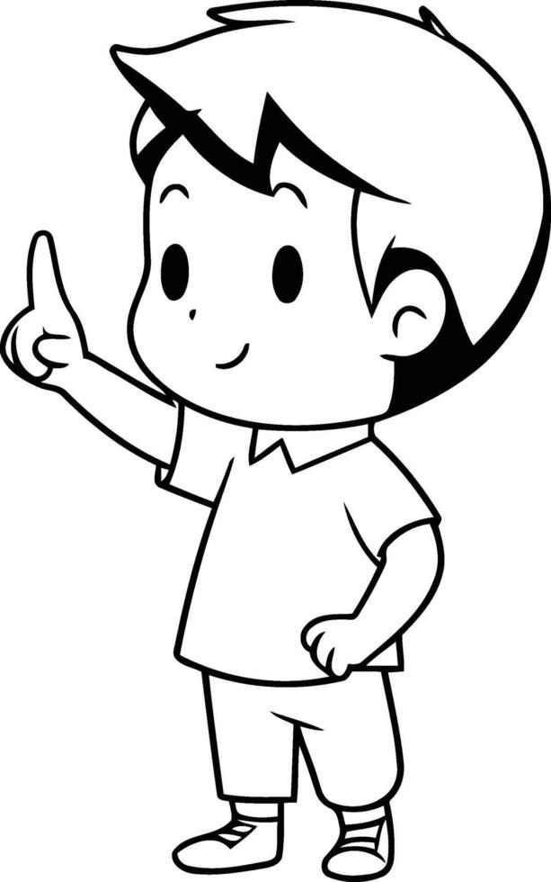 Boy with thumb up hand drawn cartoon illustration. Boy with thumb up. vector