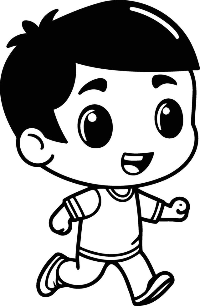 Running - Cute Cartoon Boy Illustration vector